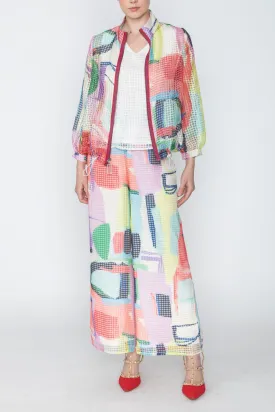 Plus Size Multi-Color Elastic Band Wide Leg Pants